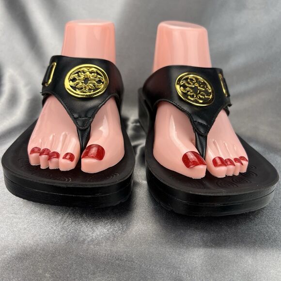 Aerothotic Sandals Womens 9.5 /40 Arch Support Flip Flop Gold Medallion Summer - Picture 7 of 17